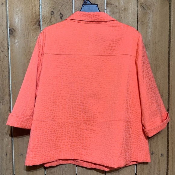 Coral Textured Women's jacket snap closure Allison Daley 16P - Picture 3 of 7